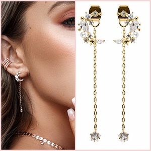 Mystical Moon with Dangling Crystal Star Earring in Gold, Boutique